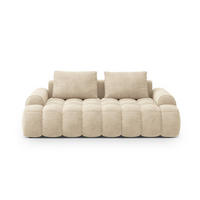 SOFA Linz aus Samt leichtes beige 3 Sitzplätze - Creme, Textil (100/84/200cm) - Cosmopolitan Design