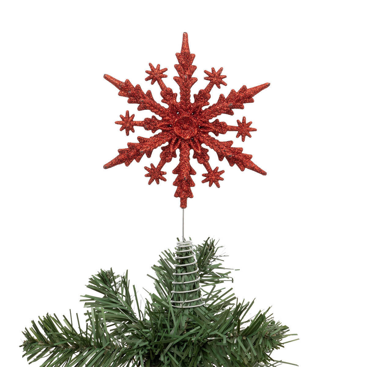 WEIHNACHTSBAUMSPITZE Glitzernde Schneeflocke 22 cm - Rot, Kunststoff (23cm) - Atmosphera Createur d´interieur