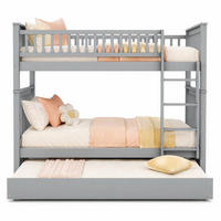 ETAGENBETT 90/200 cm & 90/190 cm in Grau Kinderbett mit Ausziehbett und Treppe - Grau, Holz (90/200cm) - STILVORA