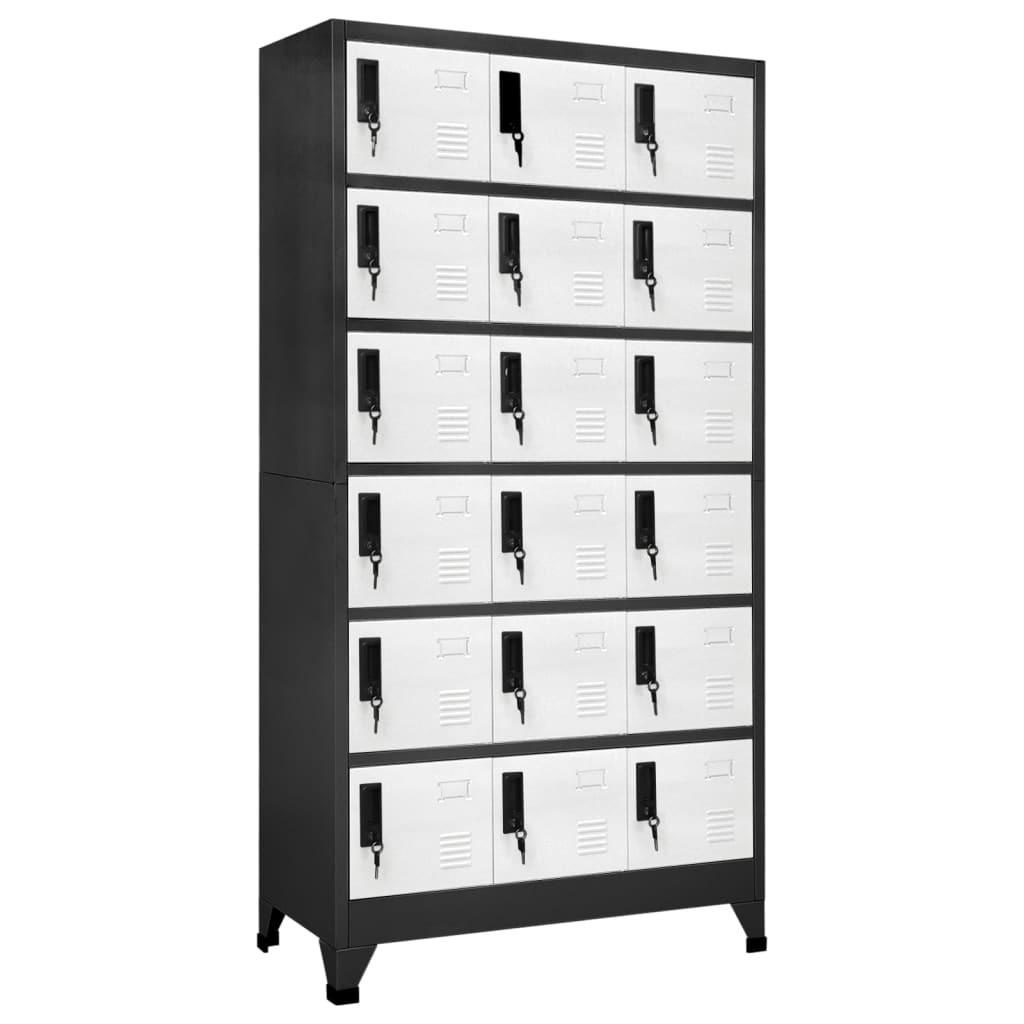 vidaXL Schliessfachschrank Schwarz, Weiß 40x180x90 cm