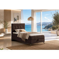 BOXBETT K15 Single SLIM mit Bettkasten & Bonell-Federkern ohne Topper - Dunkelbraun, Holz/Textil (200/100cm) - Best For Home