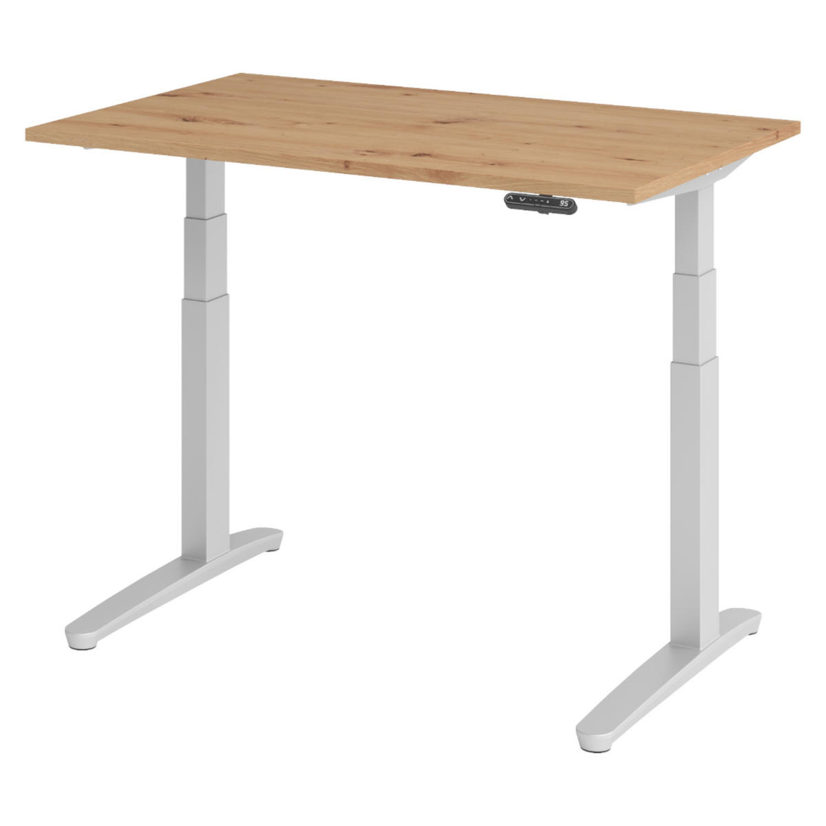 SCHREIBTISCH elektrisch XBHM 80/120/74 cm in Wildeiche/Silberfarben - Wildeiche/Silberfarben, Holzwerkstoff (80/120/74cm) - bümö