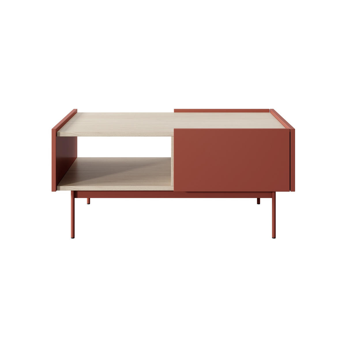 COUCHTISCH Color Rot, mit Schubladen - Rot, Holzwerkstoff (65/97/45cm) - Bettso