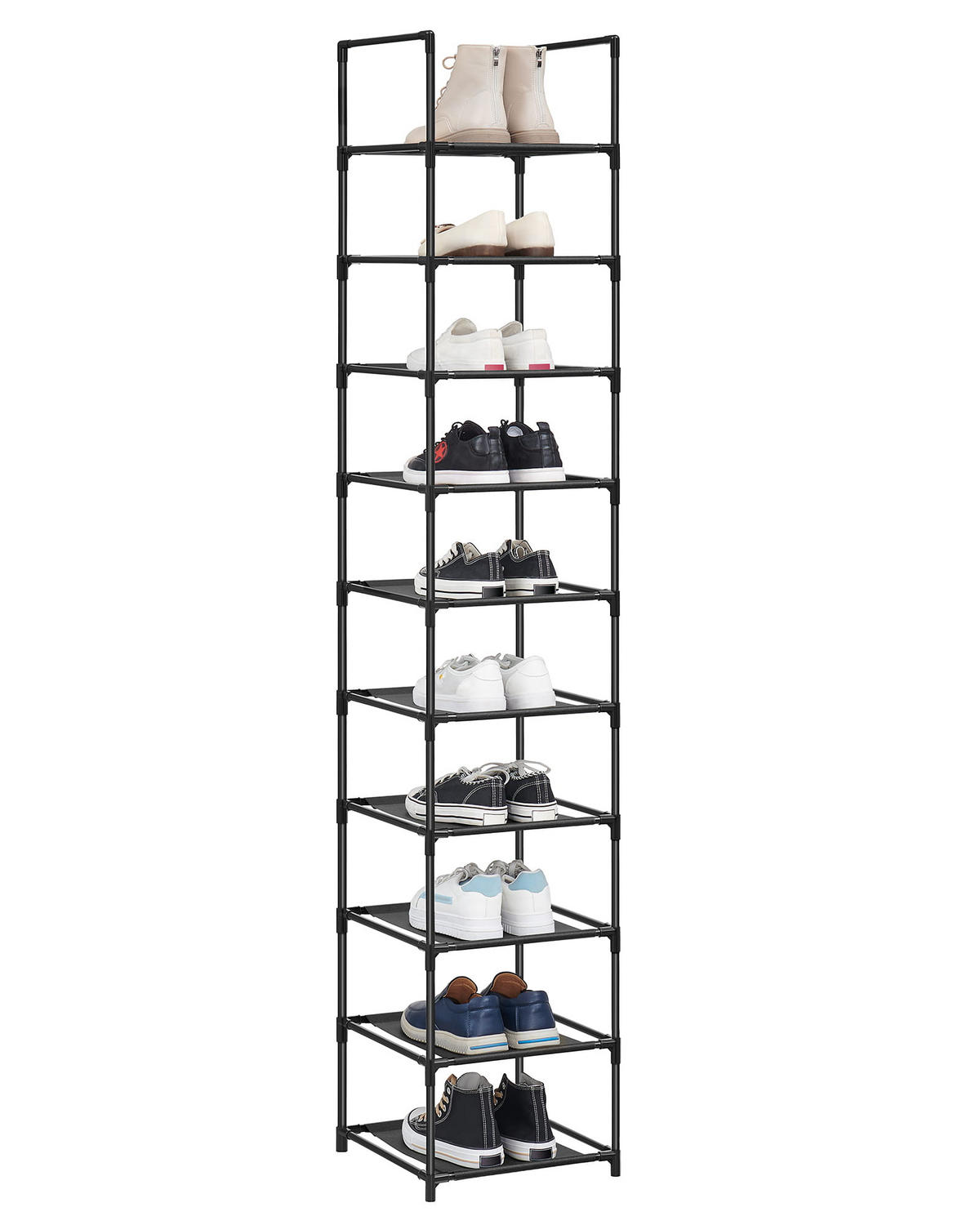 SCHUHREGAL, schwarz - Schwarz, Metall (33/173/33cm) - A2A Home