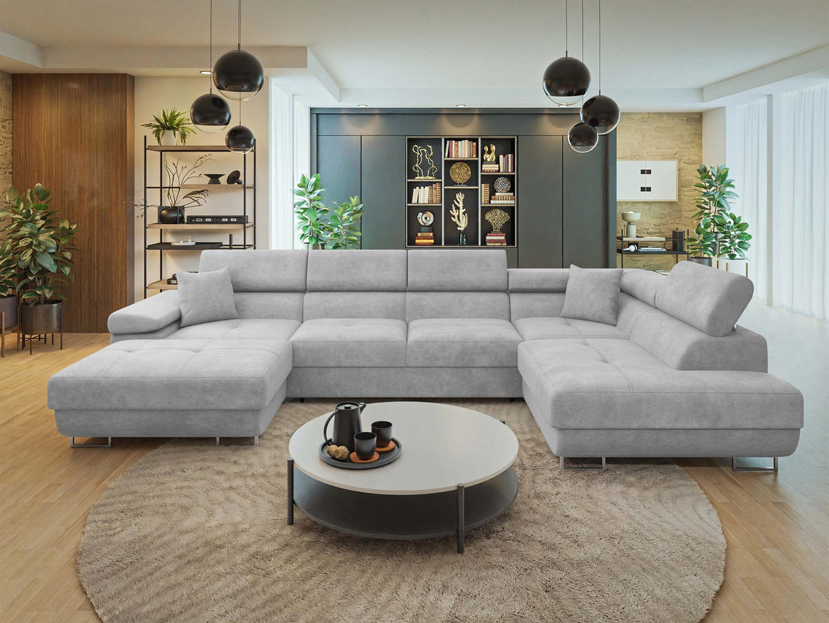 WOHNLANDSCHAFT Torezio Bis, Seite: Rechts - Greige, Holz/Textil (346/90/203cm) - MIRJAN24