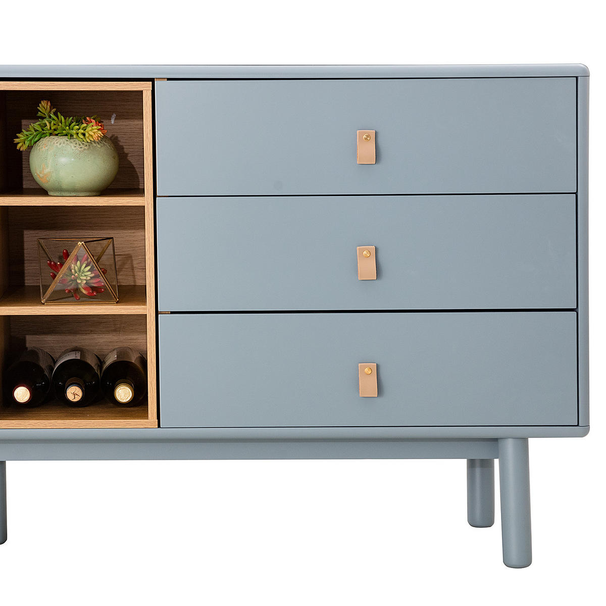 SIDEBOARD - MDF / Spanplatte - Blaugrau/Braun, Holz/Holzwerkstoff (180/75/40cm) - home24