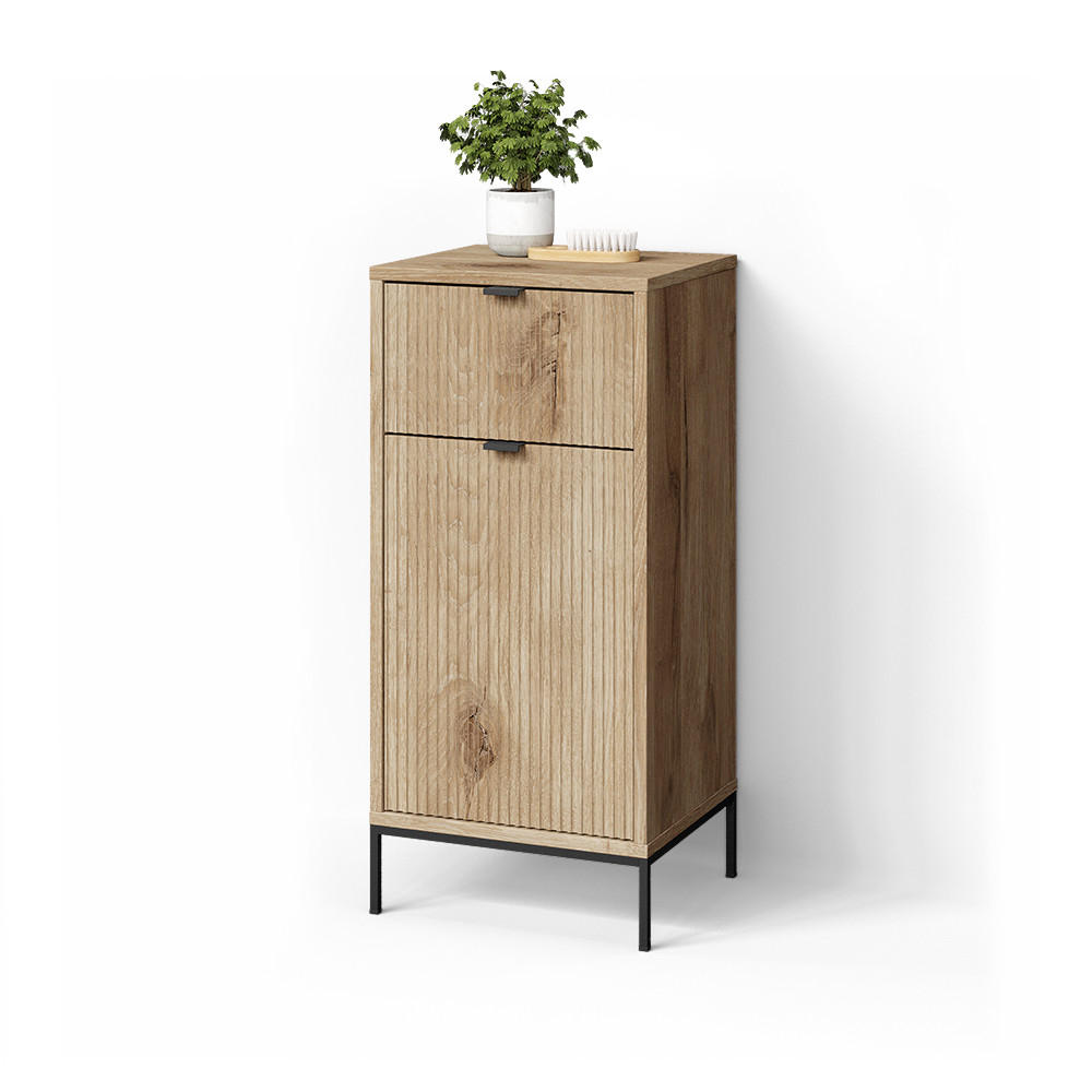 MIDISCHRANK ATERNO Viking Oak 40 x 87 cm mit Tür und Schublade - Eiche Wotan, Holzwerkstoff (40/87/35cm) - Livinity®