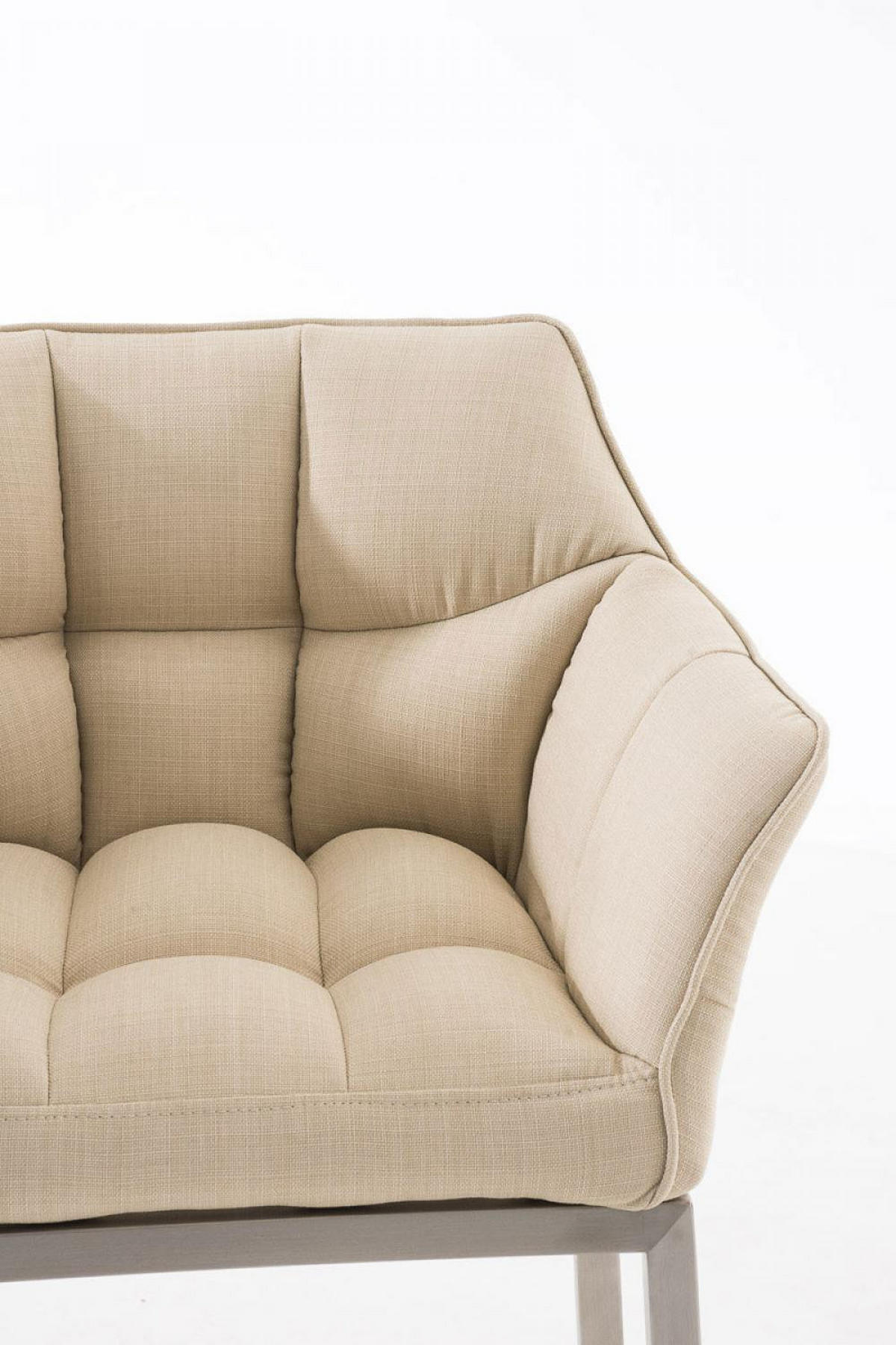 BARHOCKER Stoff creme - Edelstahlfarben/Creme, Textil/Metall (64/110/48cm) - CLP