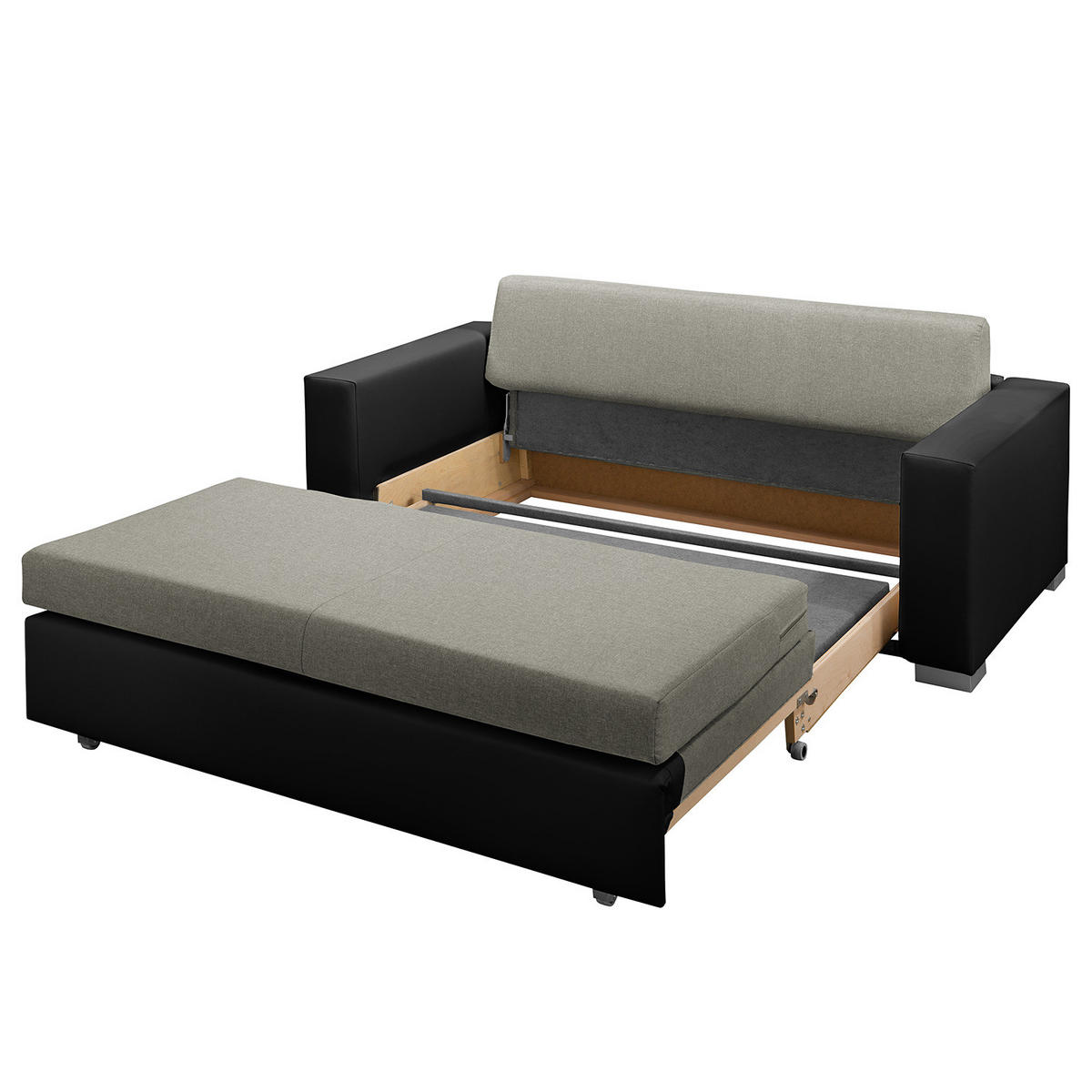 SCHLAFSOFA - Silberfarben/Schwarz, Kunststoff/Textil (193/90/90cm) - home24