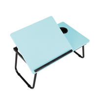 LAPTOP-BETTTISCH mit Getränkehalter Verstellbarer, klappbarer – Blau 5-fach Neigungsverstellung und Becherhalter 56x32,5x24 cm - Blau, Metall (32.5/56/24cm) - Livingandhome
