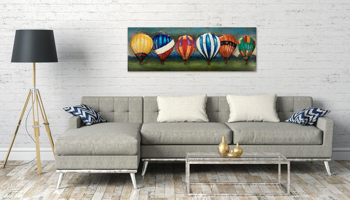 METALLBILD Bunt 144/44 cm - Blau/Multicolor, Metall (7.9/44cm) - KUNSTLOFT
