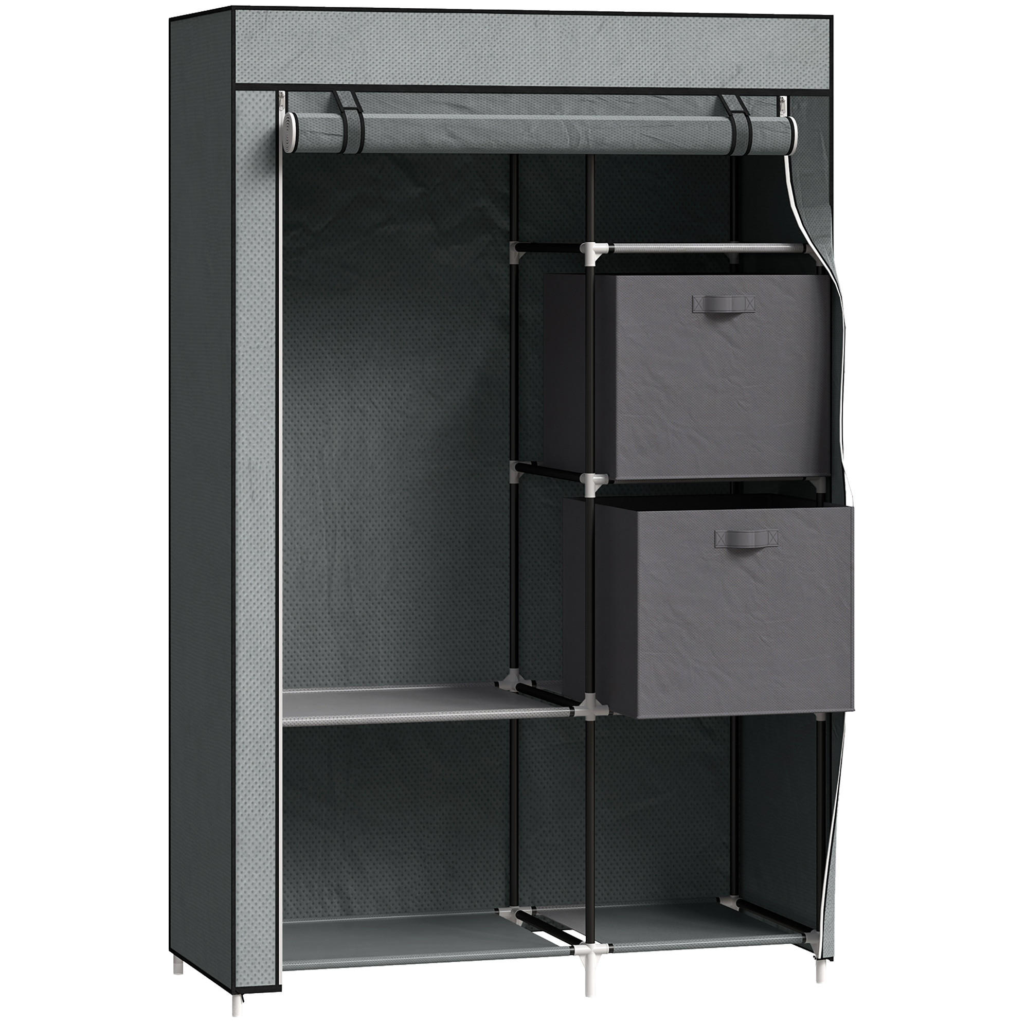 KLEIDERSCHRANK 102/162,5/42,5 cm Dunkelgrau aus Stahl mit Kleiderstange - Dunkelgrau, Metall (42.5/162.5/102cm) - OKMYHOME