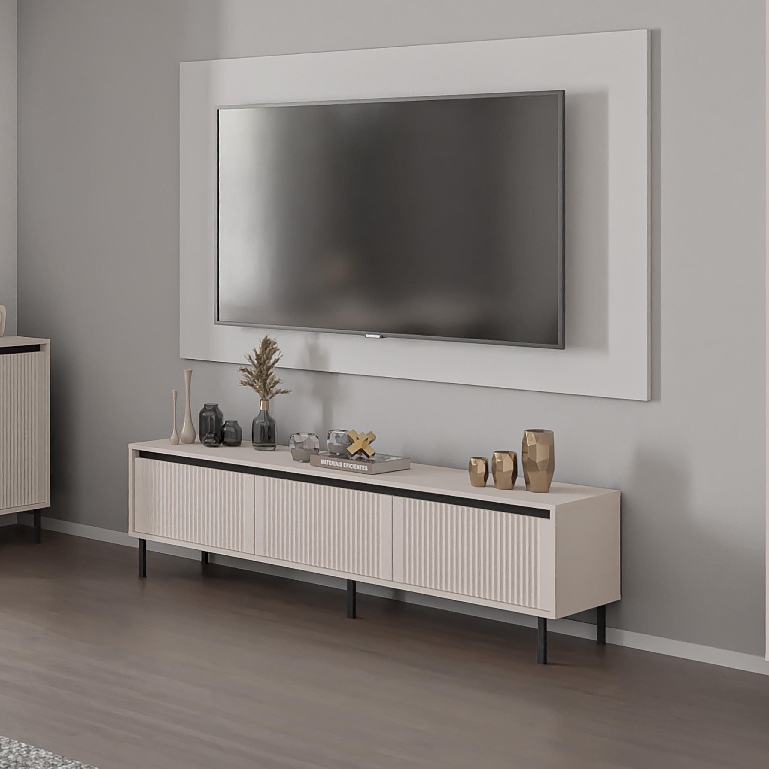 LOWBOARD OSTIA 178,6x40x50 cm mit 3 Schubladen für Wohnzimmer Modern Beige - Beige, Holzwerkstoff (178.6/50/40cm) - MASSENO