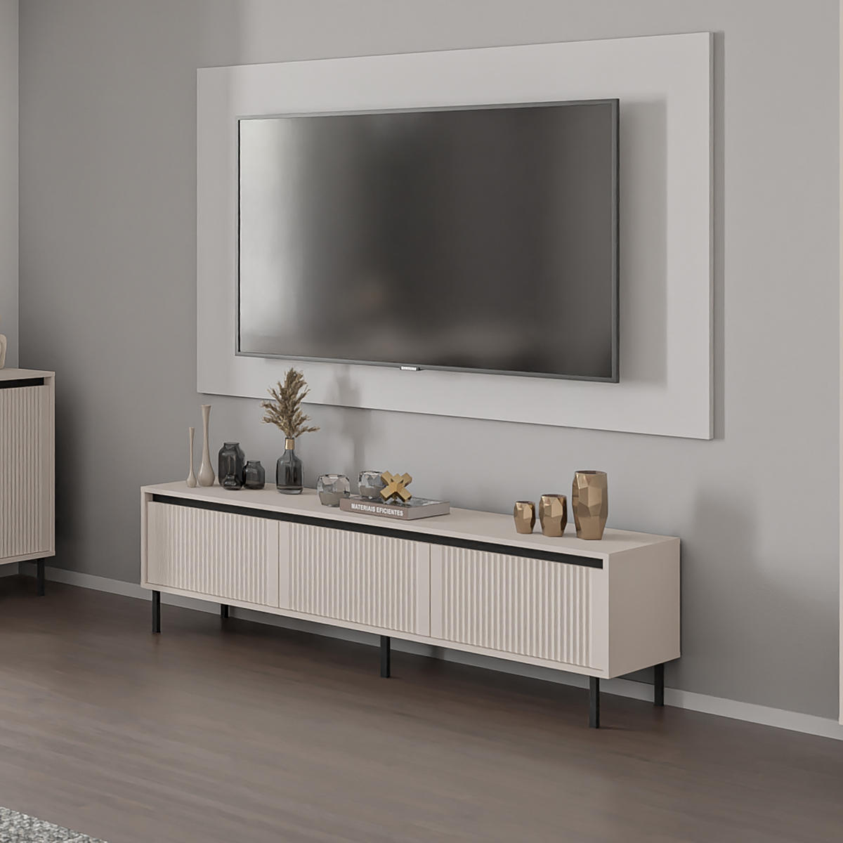 LOWBOARD OSTIA 178,6x40x50 cm mit 3 Schubladen für Wohnzimmer Modern Beige - Beige, Holzwerkstoff (178.6/50/40cm) - MASSENO