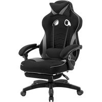 GAMINGSTUHL Stoff Stoff Kühl im Sommer Ergonomischer, 150 kg Belastbarkeit - Schwarz/Grau, Kunststoff/Textil (70/128/70cm) - Woltu