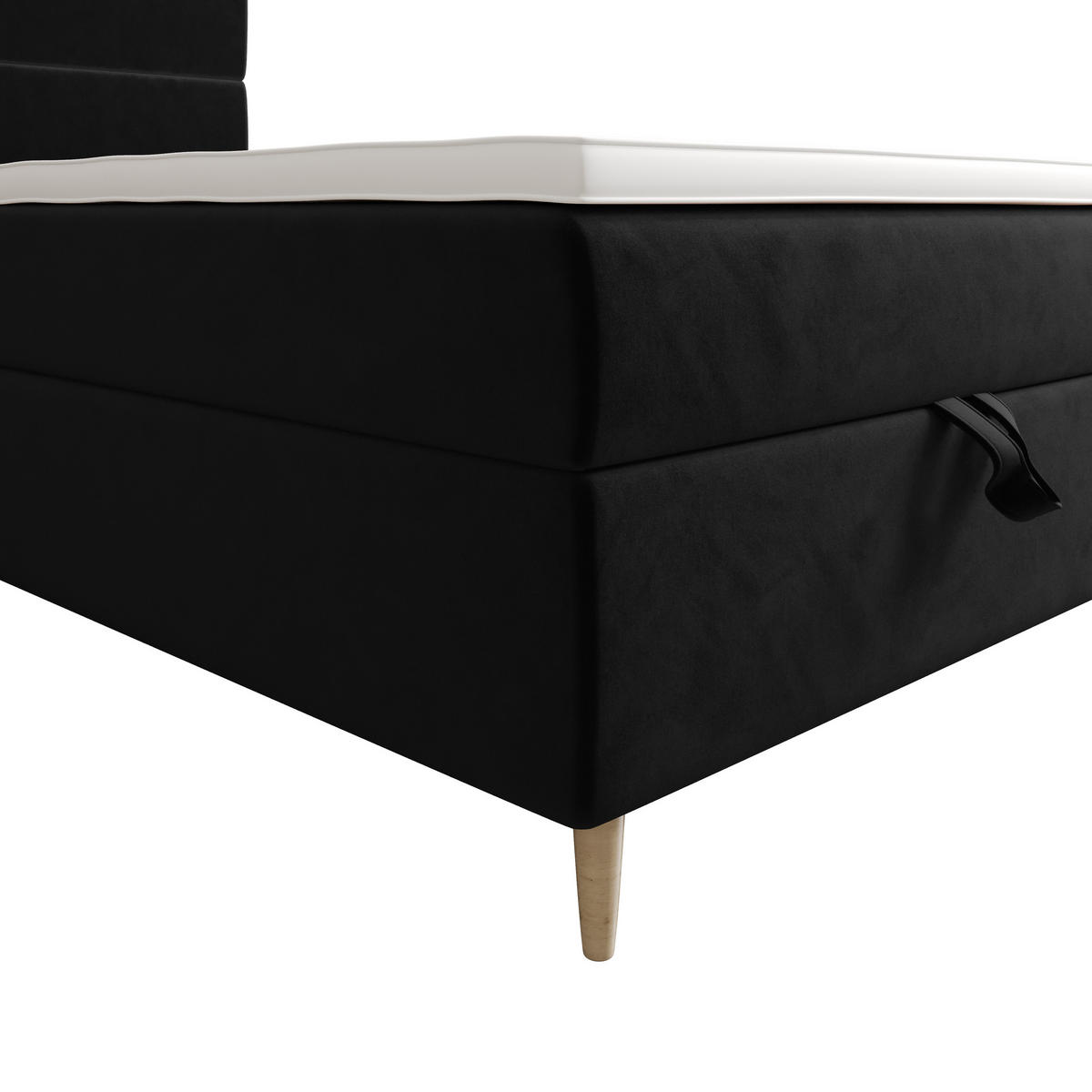 BOXBETT FLO 90x200 Itaka 15, mit Matratze H3, Bonell und Topper, Schwarz - Schwarz, Holz/Textil (90/200cm) - Bedante