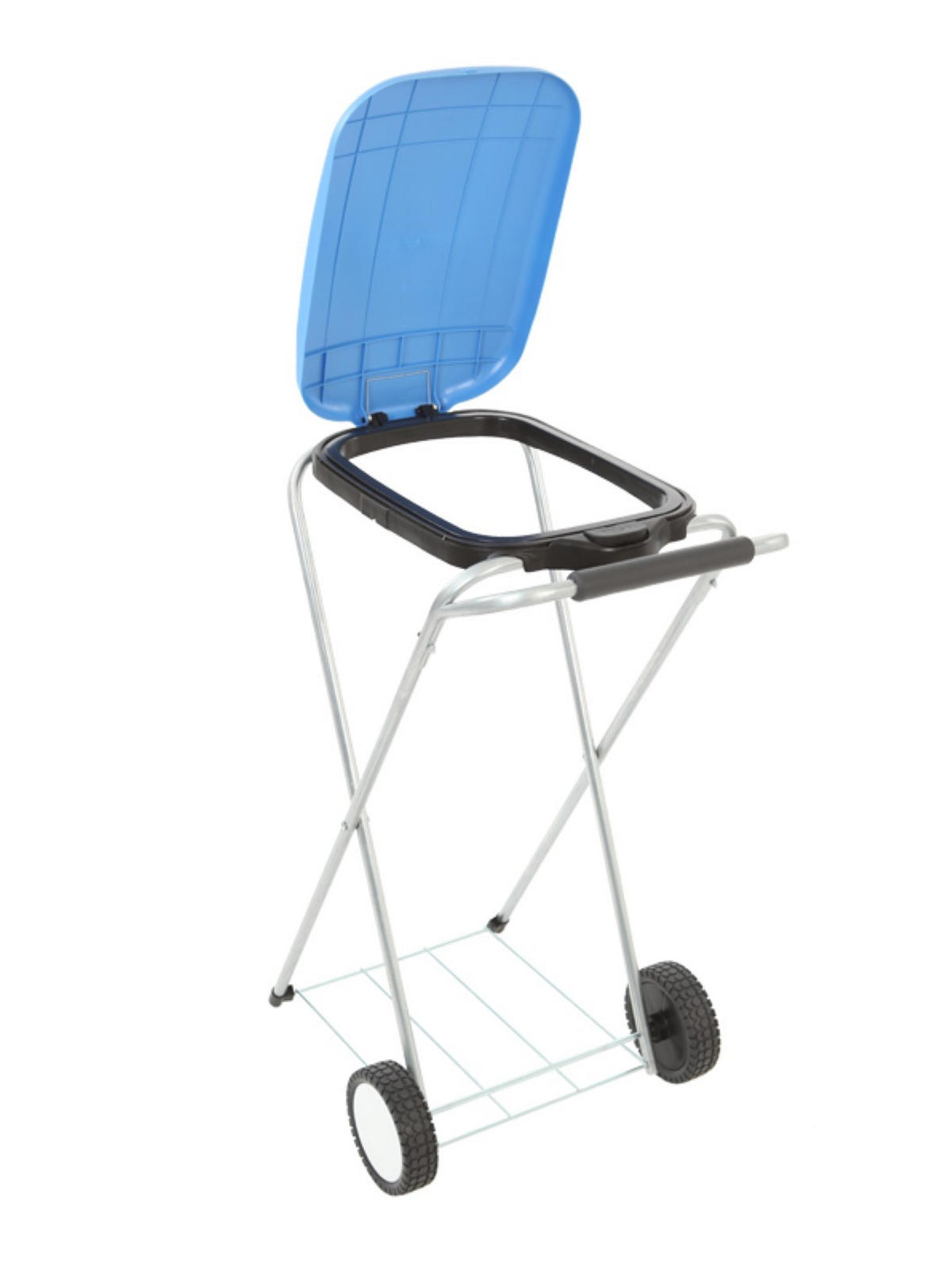 MÜLLEIMER Klassischer Abfallsackständer Mit Deckel und Rollen 83 x 44 x 56 cm Verzinkte Rohre Blau - Blau, Metall (44/83/56cm) - PROREGAL