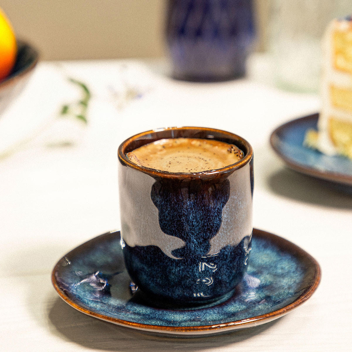 ESPRESSOTASSE Casper mit Untertasse dunkelblau 0,08 l 6er-Set - Dunkelblau, Keramik (0.08L) - Homla