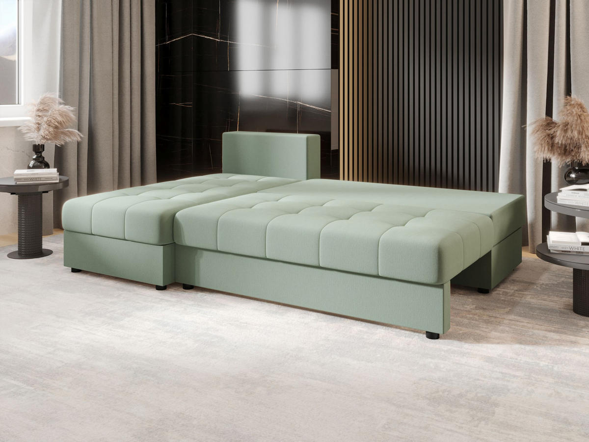 ECKSOFA MOS L Cosmic 16 Links mit Schlaffunktion - Hellgrün, Textil (200/143cm) - Bedante