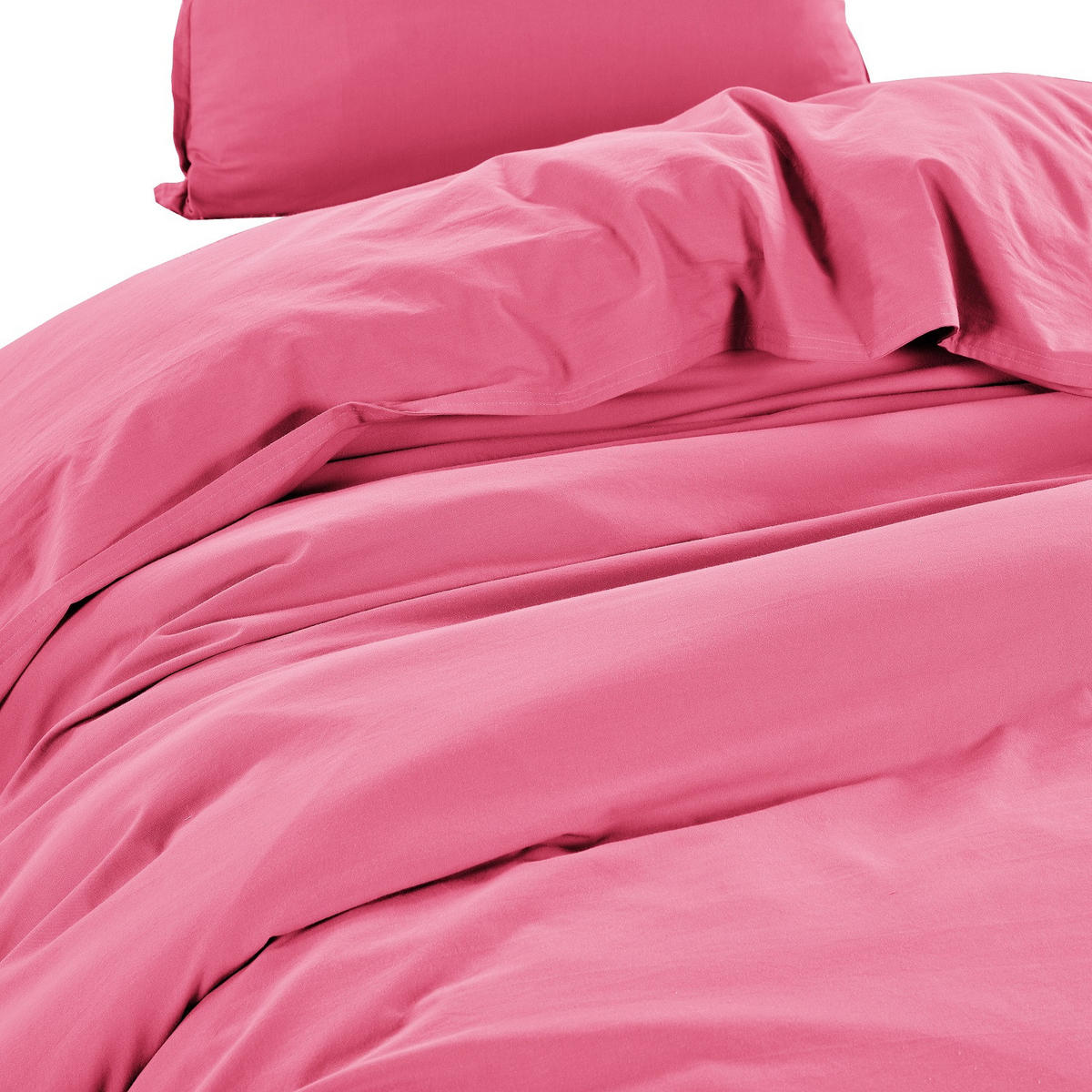 BETTWÄSCHE Stone Washed pink 155/220 cm 100% Baumwolle Used-Effekt mit Stehsaum - Pink, Textil (155/220cm) - wometo