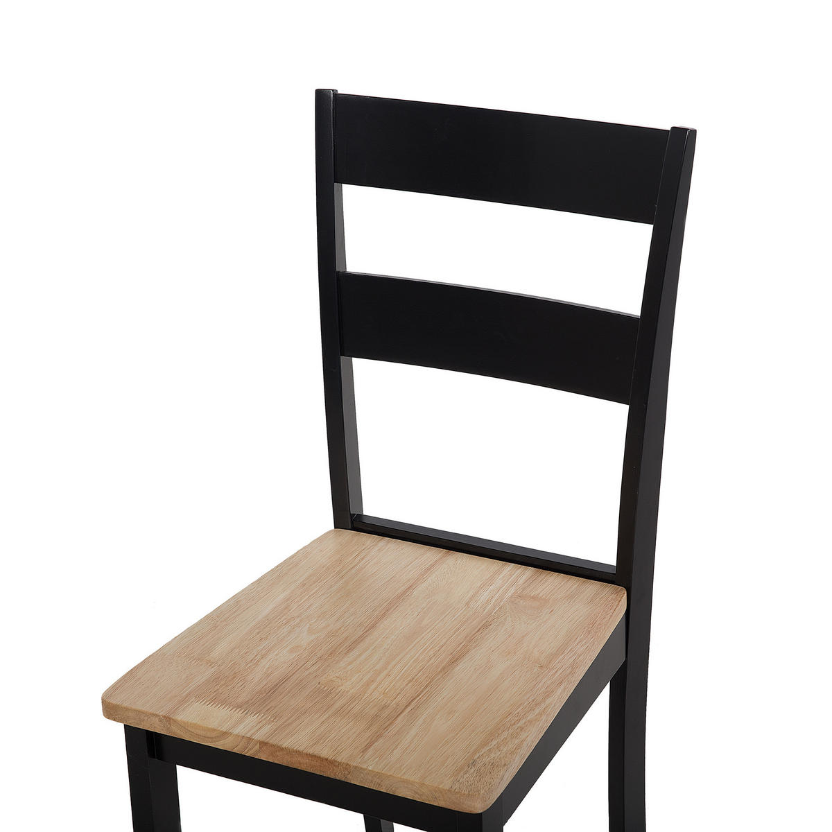 ESSZIMMERSTUHL 2er-Set Gummibaumholz hellbraun/schwarz Georgia - Hellbraun/Schwarz, Holz (45/89/43cm) - Beliani