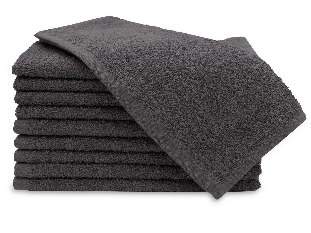 GÄSTETÜCHER, 10er-Set, 30x50 cm, 100% Baumwolle, Grau - Graphitfarben, Textil (30/50cm) - Zollner