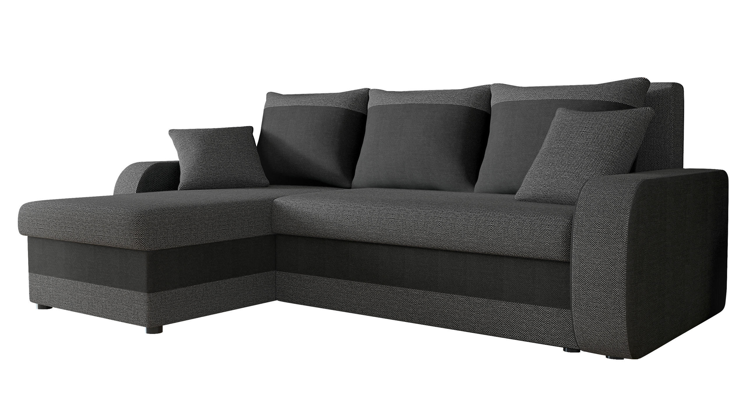 ECKSOFA Kris Lux - Anthrazit/Schwarz, Holz/Kunststoff (238/147cm) - MIRJAN24