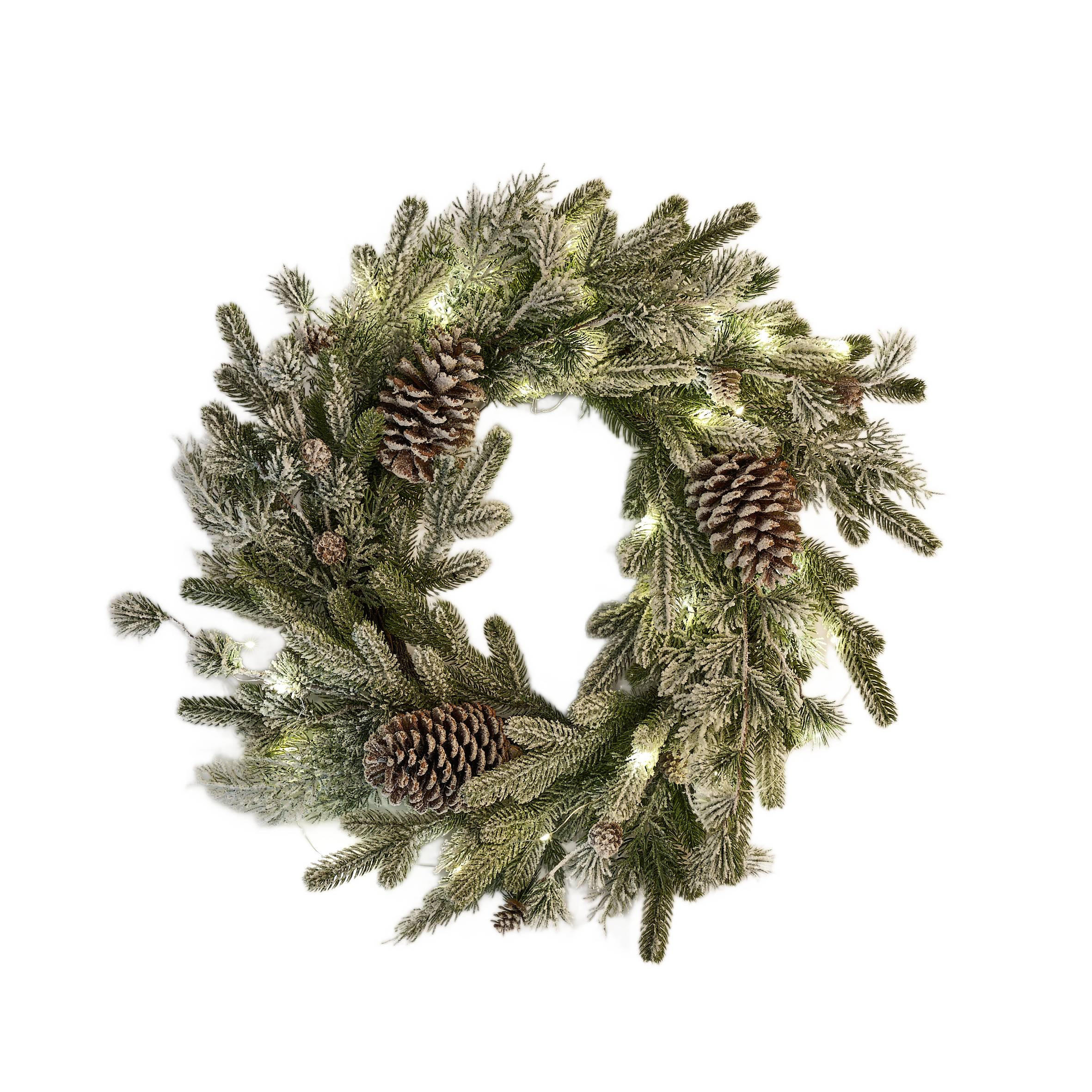 WEIHNACHTSKRANZ LED Rovice, 55x55x12 cm - Hellgrün, Kunststoff (55/12/55cm) - home&you