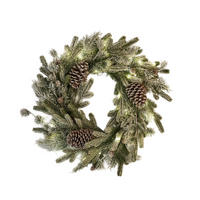 WEIHNACHTSKRANZ LED Rovice, 55x55x12 cm - Hellgrün, Kunststoff (55/12/55cm) - home&you