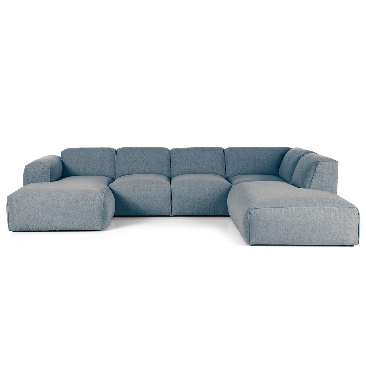 WOHNLANDSCHAFT mit Longchair - Blau/Schwarz, Kunststoff/Textil (325/71/235cm) - home24