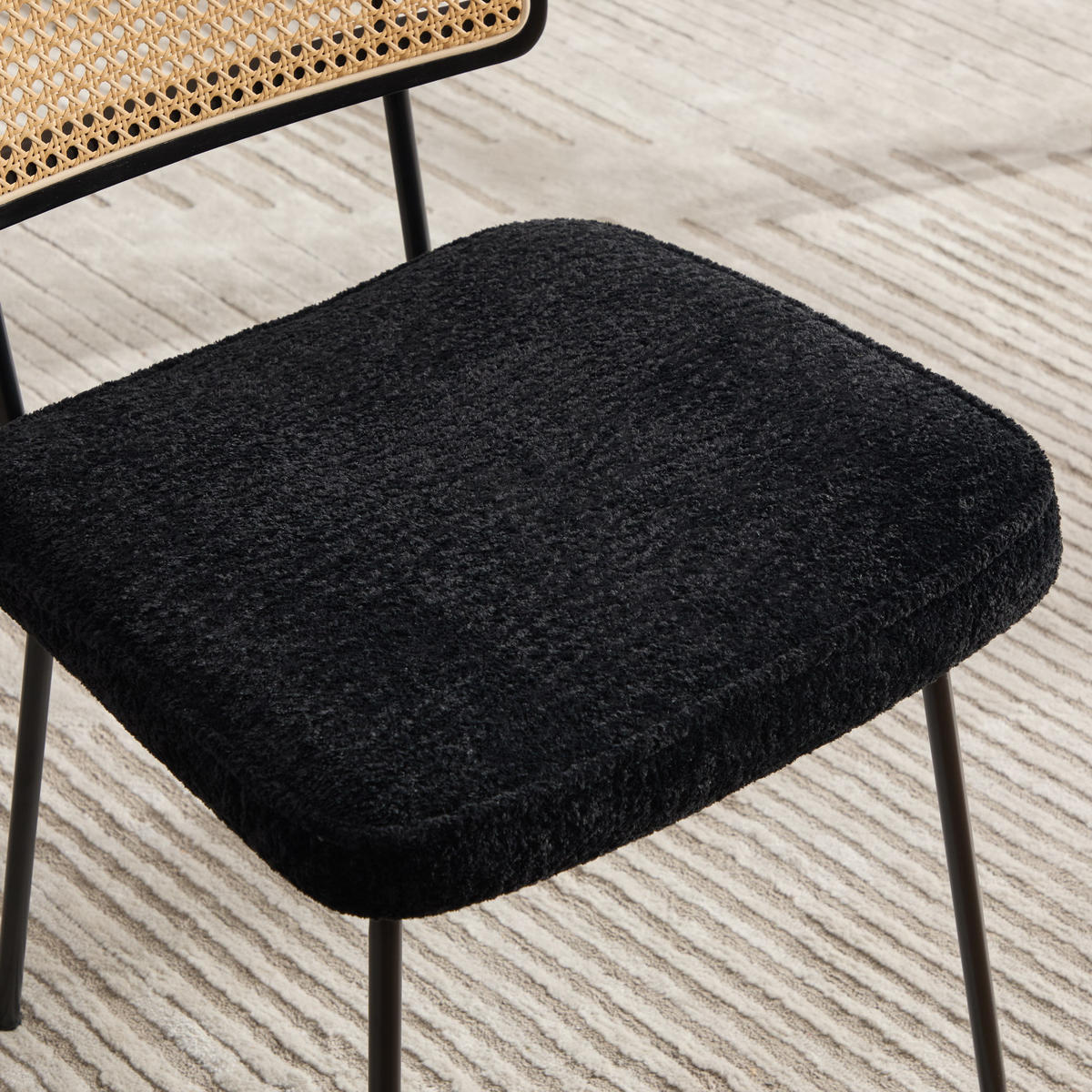 STÜHLE 2er-Set Esszimmerstuhl,Massivholz,Chenille,Schwarz - Schwarz, Textil (47/82/58cm) - LVHOM