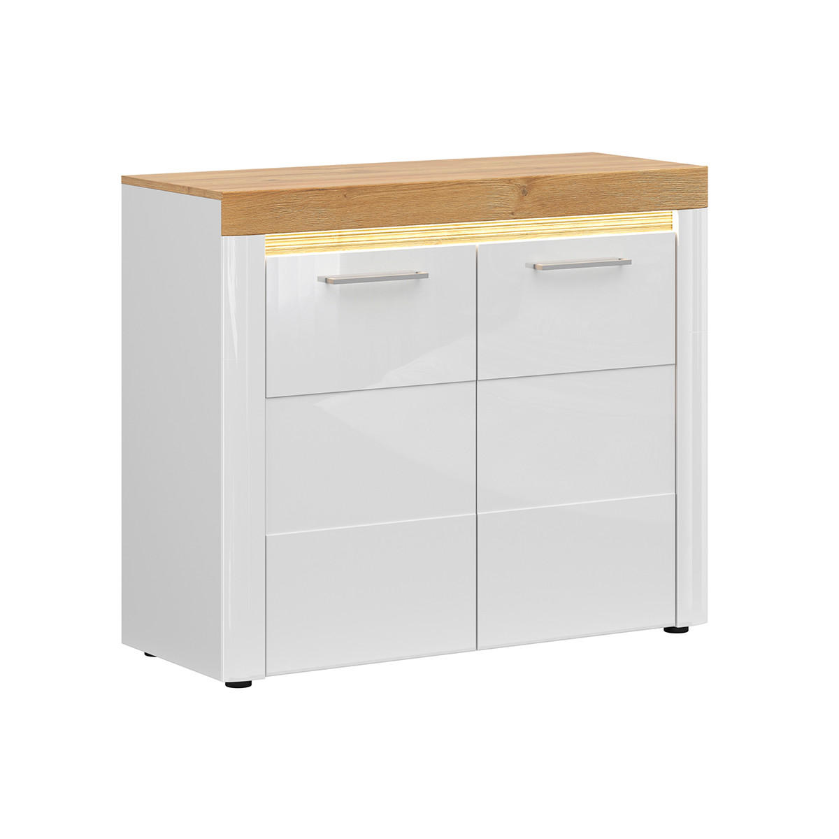 SIDEBOARD Nara Weiß und Holz - Weiß, Holzwerkstoff (106/90/42cm) - Petits-meubles