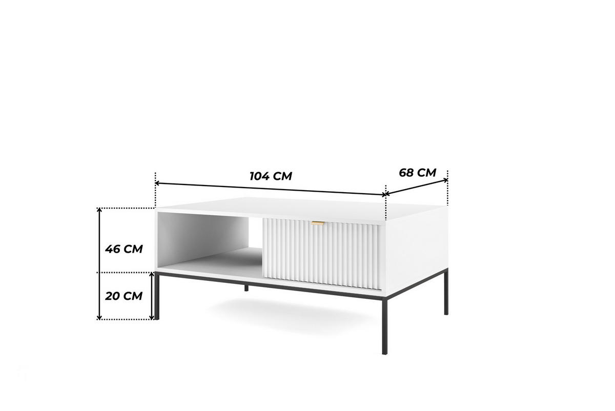 WEISSER Moderner Geriffelter Couchtisch KIOTO Ł2SZ (Schwarzes Gestell, Vollauszug) - Goldfarben/Schwarz, Holz/Holzwerkstoff (68/104/46cm) - Ravio