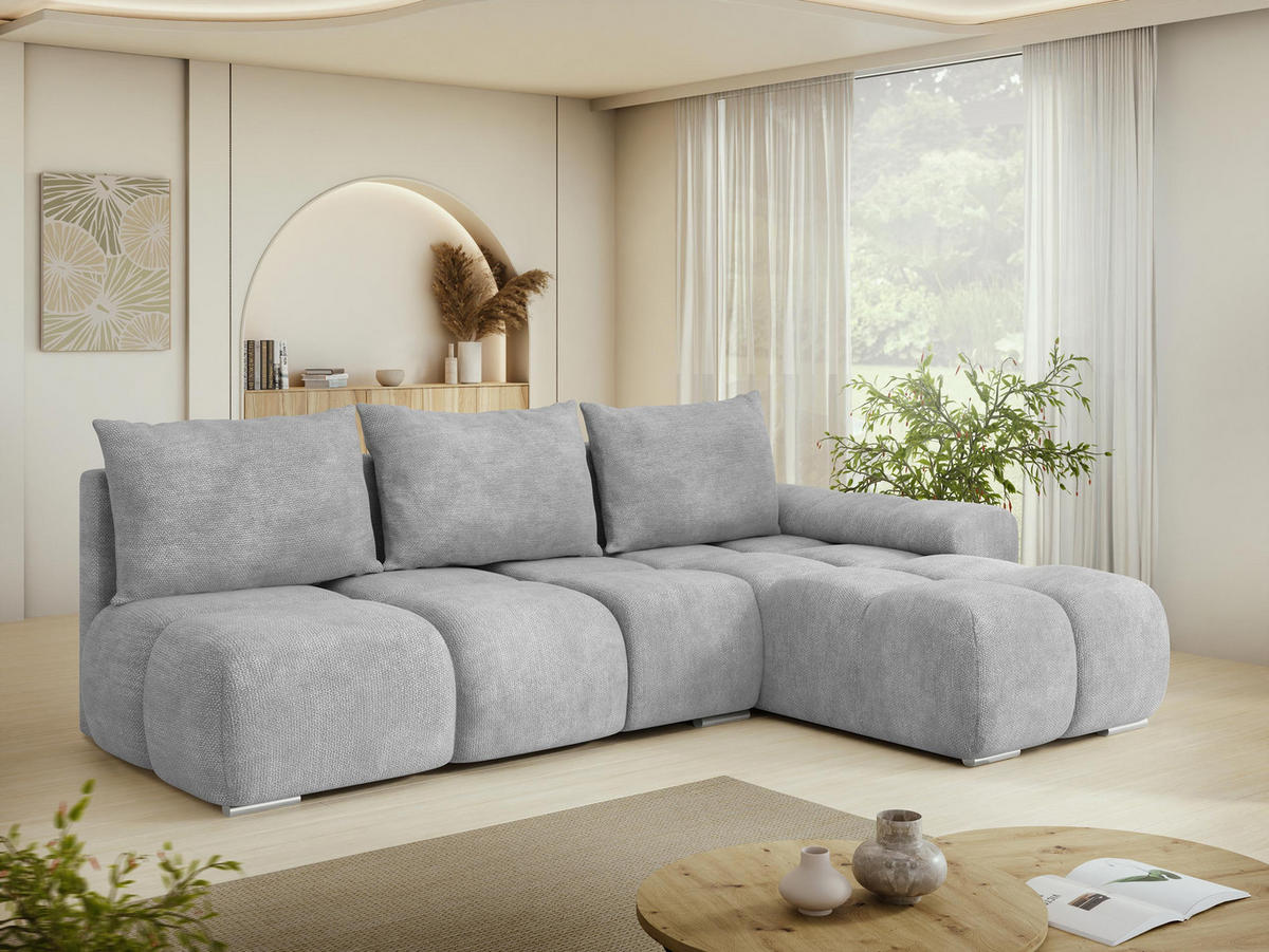 ECKSOFA Bestii, Seite: Rechts - Silberfarben/Schwarz, Holz/Kunststoff (270/183cm) - MIRJAN24