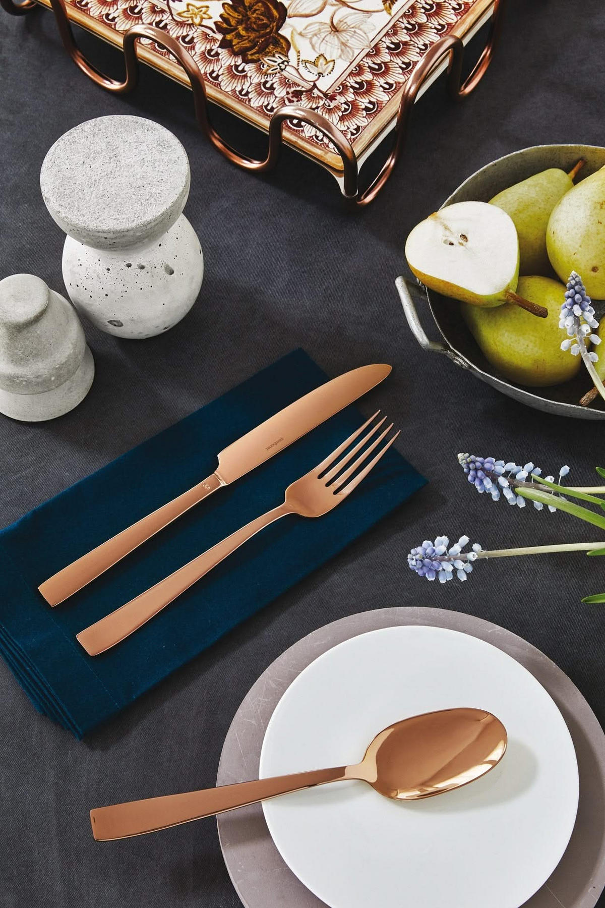 BESTECKSET Flat Kupfer 24-teilig - Bronzefarben, Metall - Sambonet