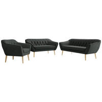 SEDACIA ZOSTAVA 3+2+1 PIRS - Tmavosivá Štruktúrovaná látka - Drevené nohy - farba buka/grafitová, kompozitné drevo/textil (180/75/74cm) - MKS