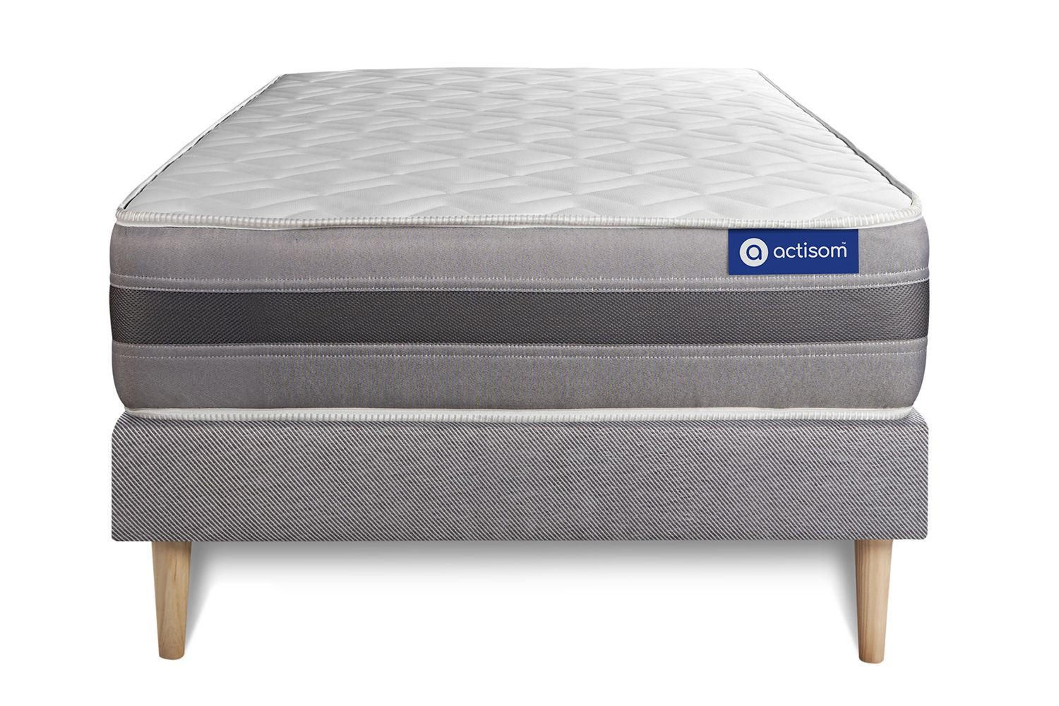 BETT Actimemo relax Memory-Schaum 80 x 190 cm h2 - Kit Bettgestell Grau - Beige/Grau, Holz (80/190cm) - ACTISOM