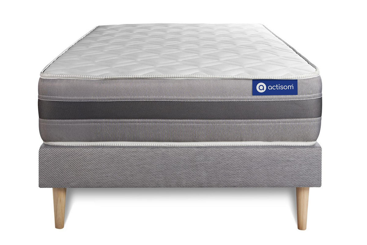 BETT Actimemo relax Memory-Schaum 90 x 200 cm h2 - Kit Bettgestell Grau - Beige/Grau, Holz (90/200cm) - ACTISOM
