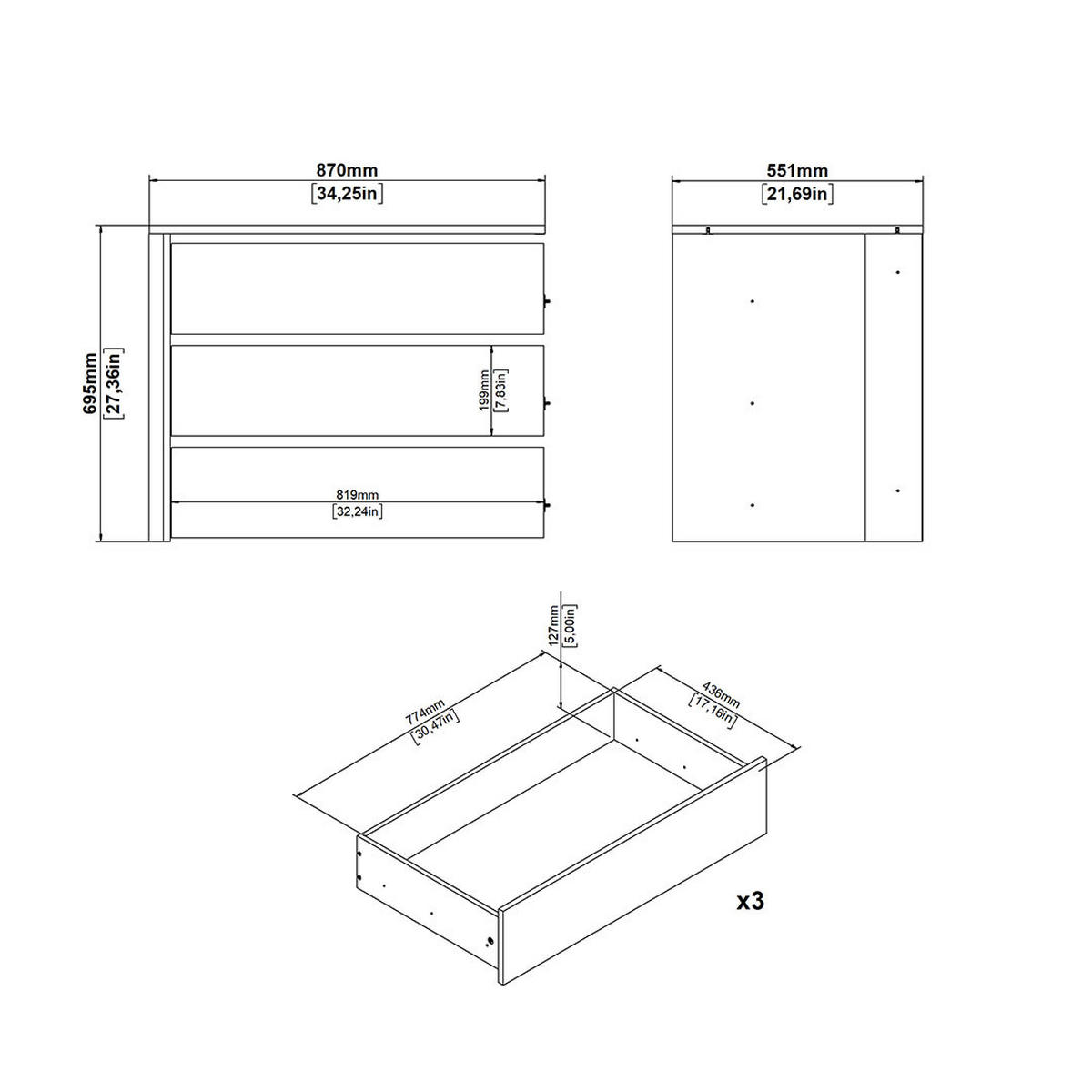 SCHUBLADENEINSATZ, Catania, Weiß, Holzwerkstoff, 70 x 55 x 87 cm - Weiß, Holzwerkstoff (70/87/55cm) - ebuy24