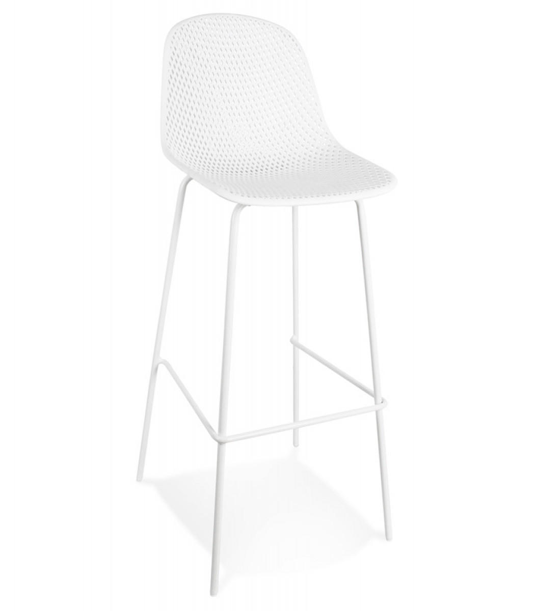 BARHOCKER Kunststoff perforiert mit Metallgestell LOKI, Weiß 49x48x106 cm - Weiß, Kunststoff/Metall (49/106/48cm) - KADIMA DESIGN