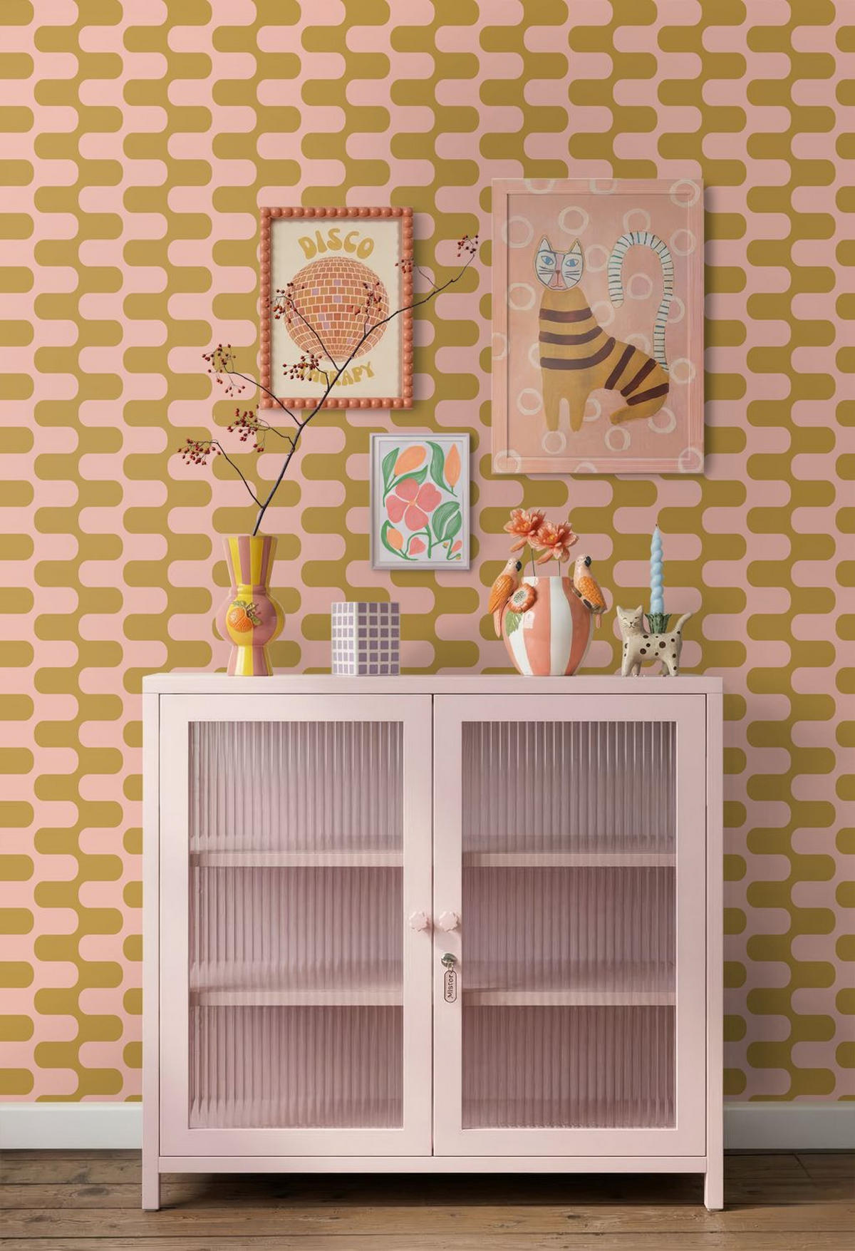 TAPETE Wellenlinien 50 x 900 cm - Pink, Papier (50/900cm) - ESTAhome