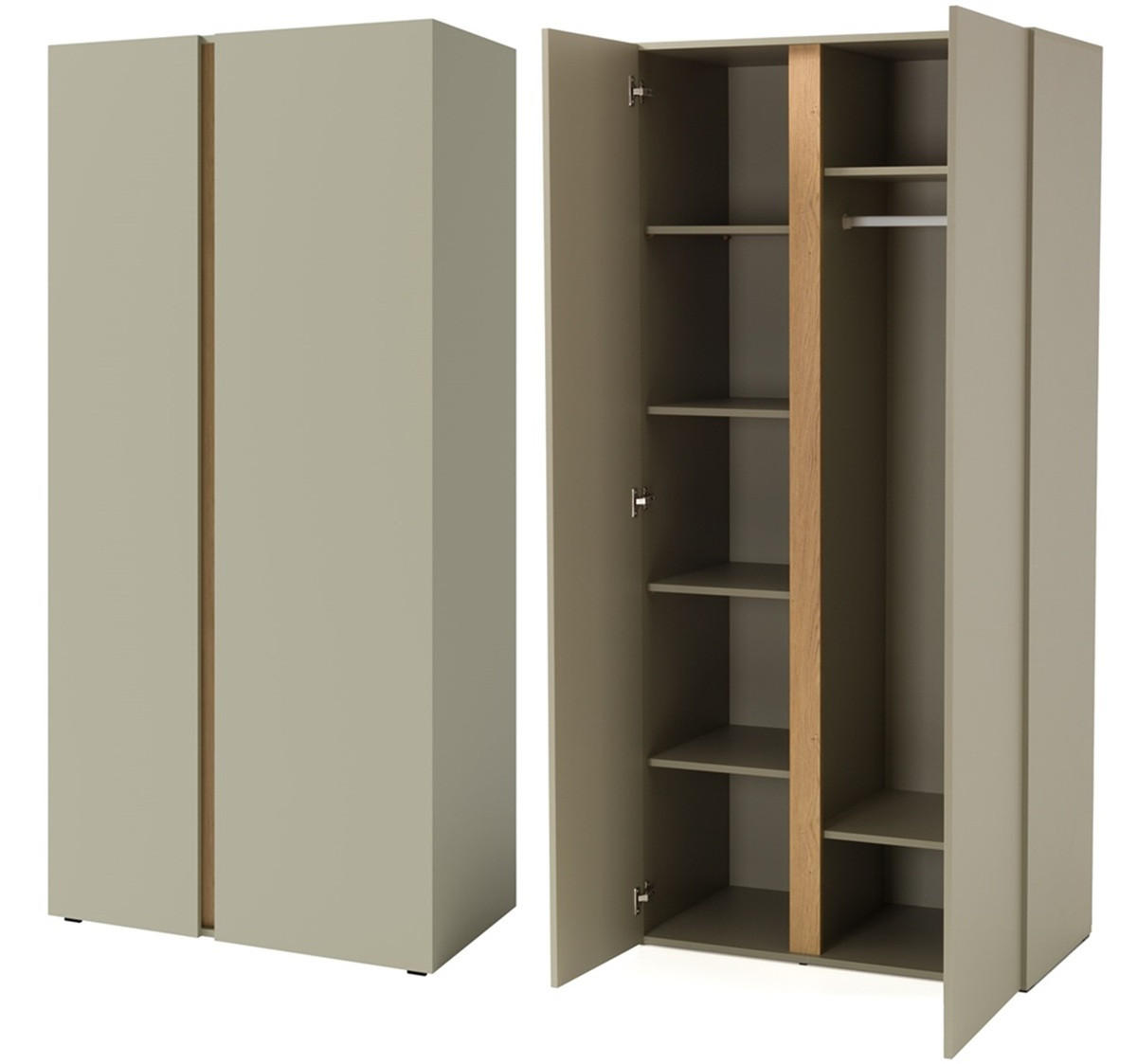 JUGENDZIMMER Laris Set A mit Bett 90 x 200 - Eukalyptus / Eiche Baltic Dune - Eukalyptusholzfarben/Eichefarben, Holzwerkstoff/Metall (90/50/195cm) - QMM TraumMöbel