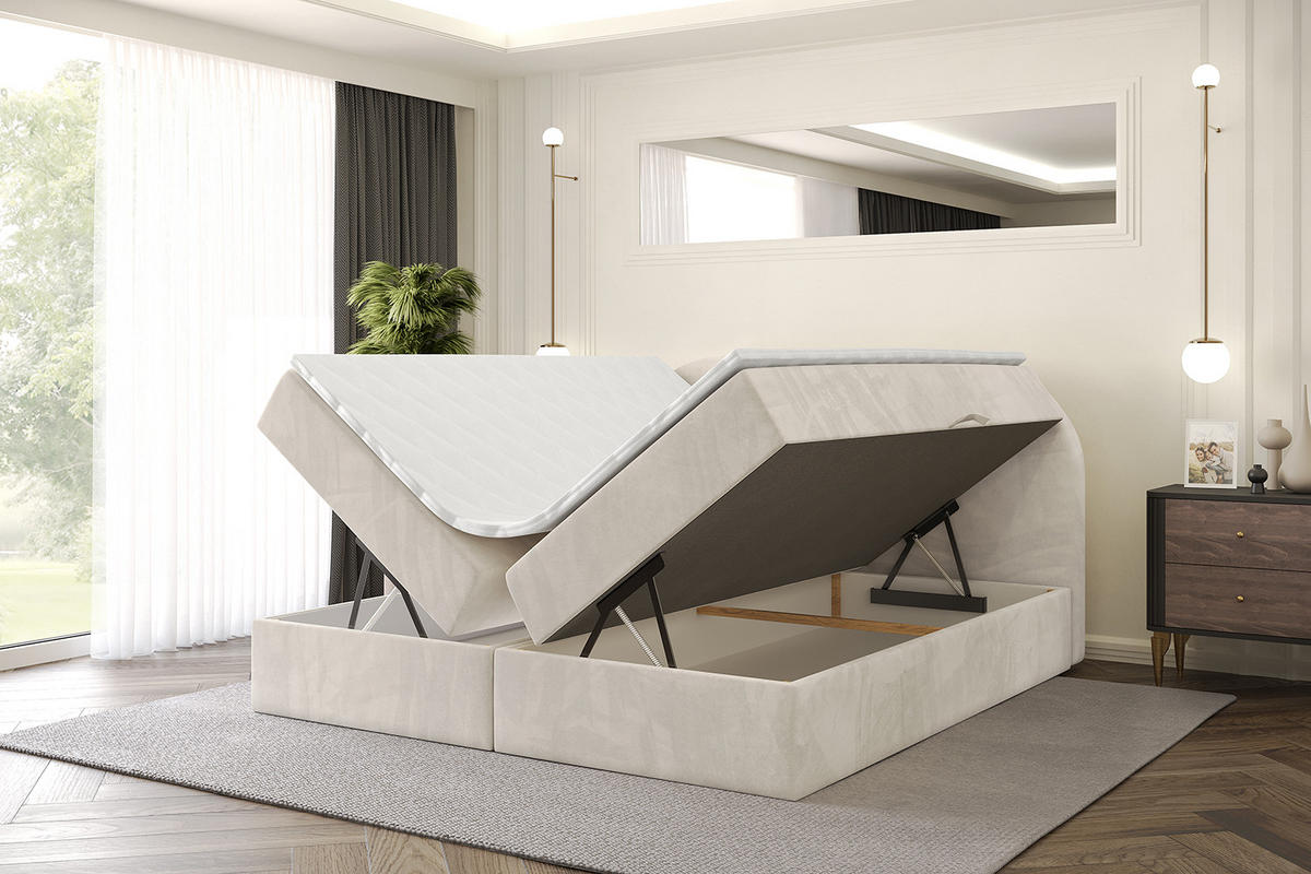 BOXBETT mit Matratze H3 und Lattenrost - NOX - 160x200 - Beige Casablanca - Beige, Holzwerkstoff/Kunststoff (160/200cm) - ALTDECOR