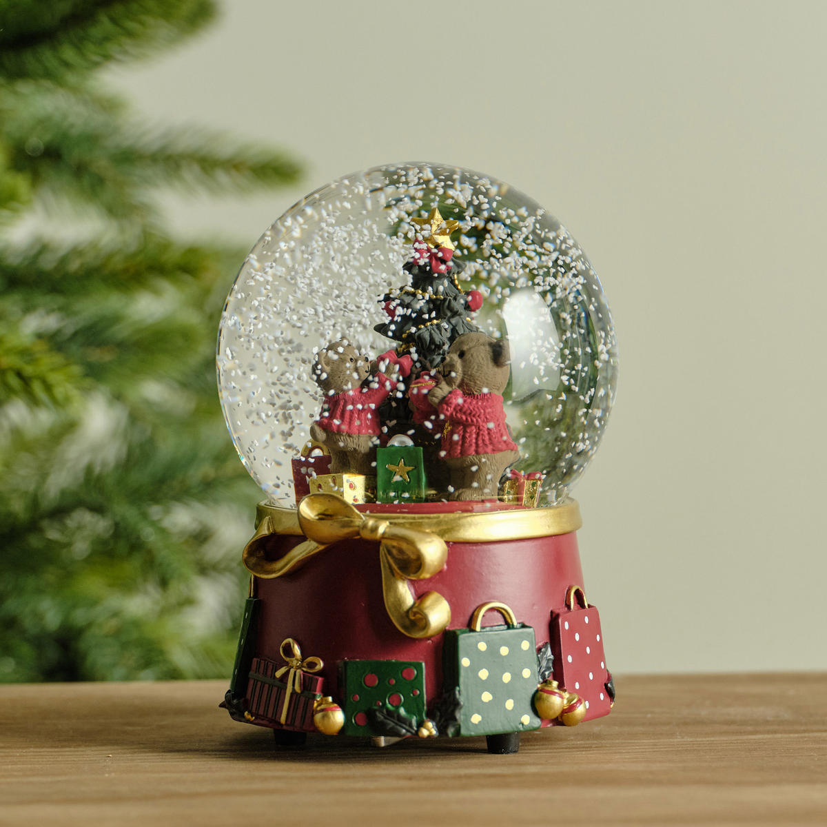 SCHNEEBALL Mit Spieluhr Nutty - Rot, Glas (10/15/10cm) - home&you