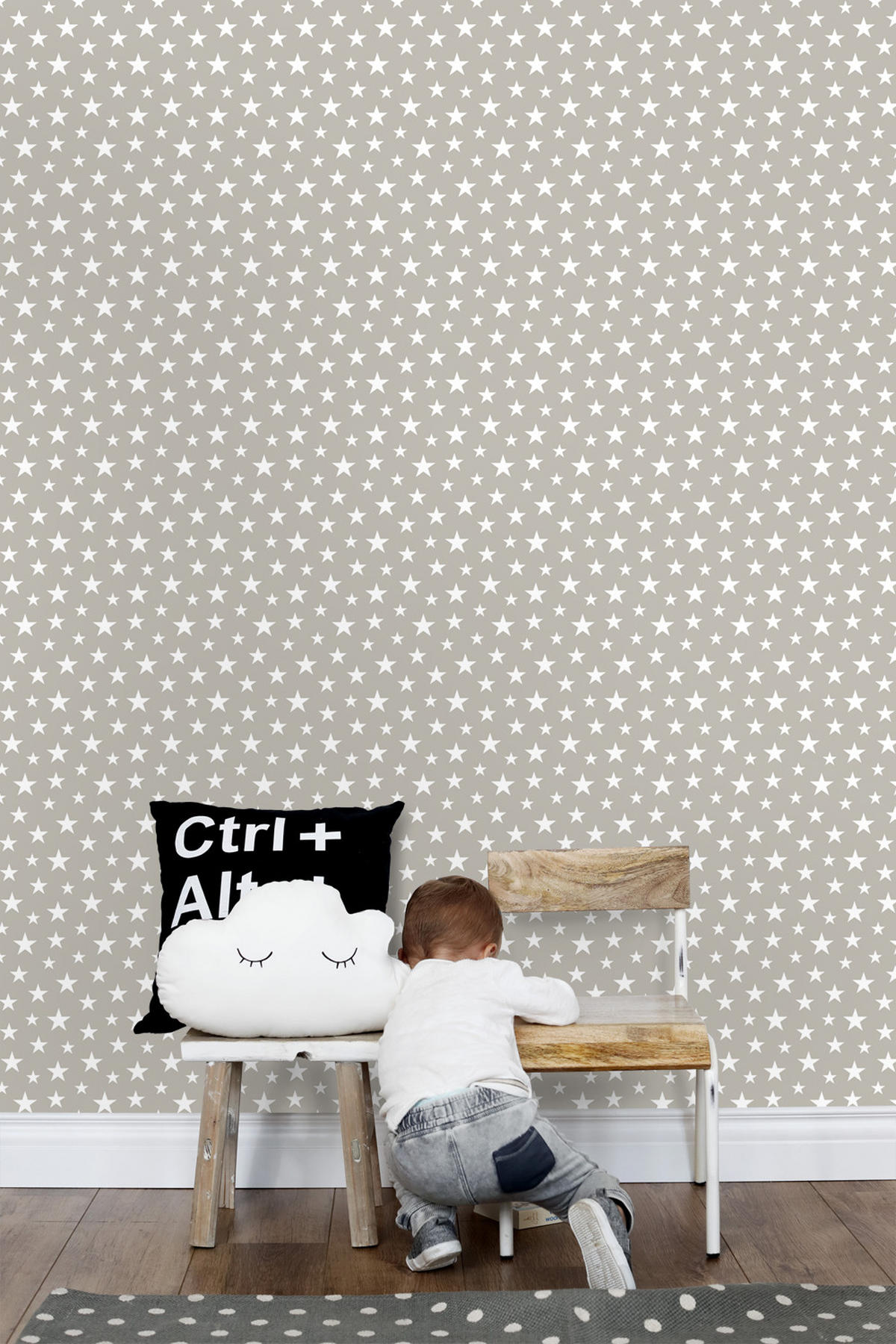 TAPETE kleine Sterne 53 cm x 10.05 m - Grau, Papier (53/0.1cm) - ESTAhome