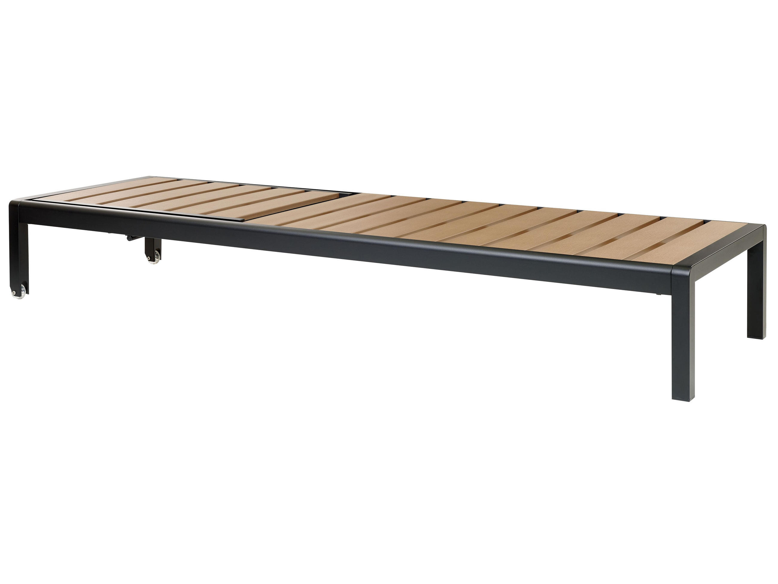 GARTENLIEGE hellbraun/schwarz Nardo - Hellbraun/Anthrazit, Holzwerkstoff (64/29/198cm) - Beliani
