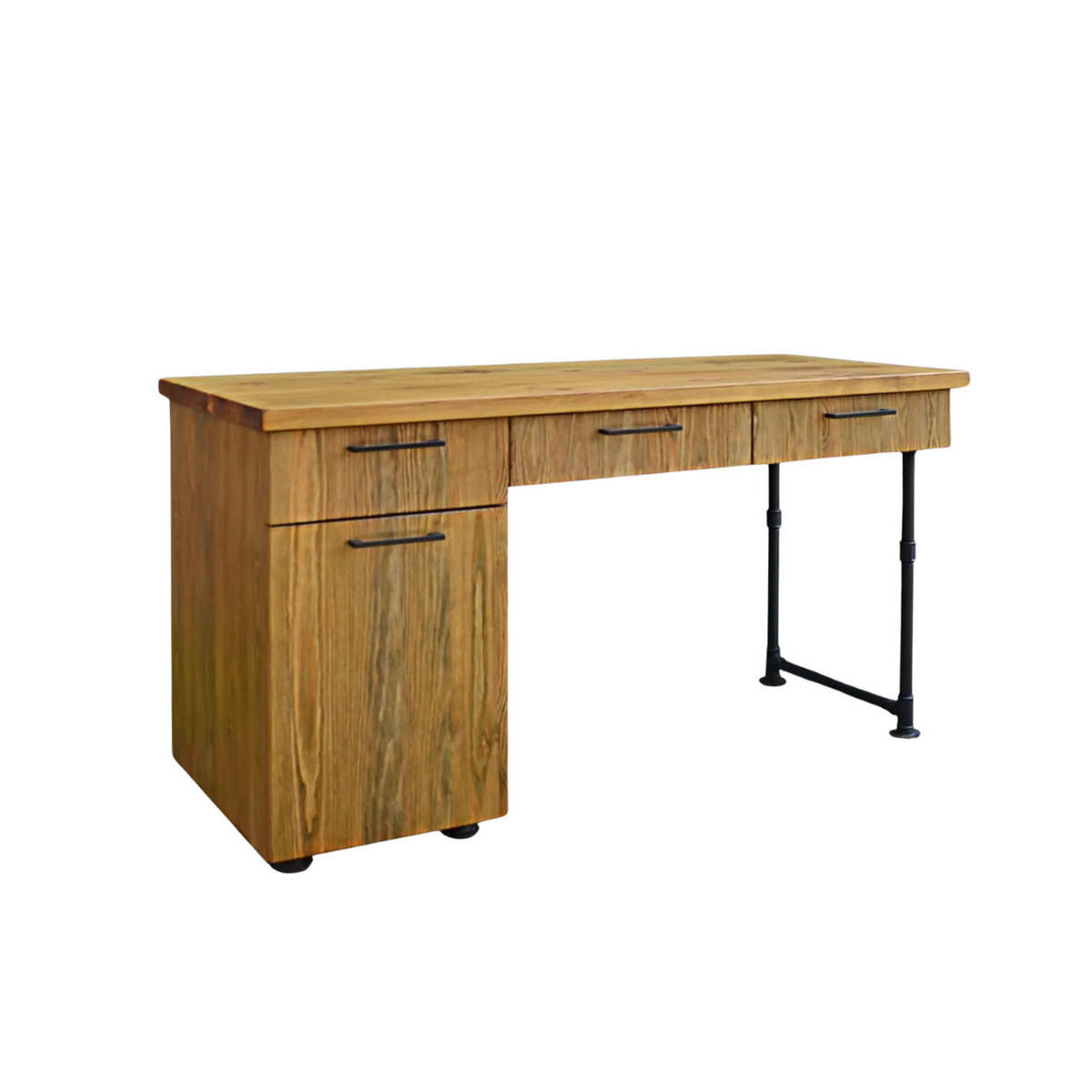 LOFT-SCHREIBTISCH aus Kiefernholz mit Schubladen DENAR - Eichefarben, Holz (60/140/76cm) - Rawood Furniture