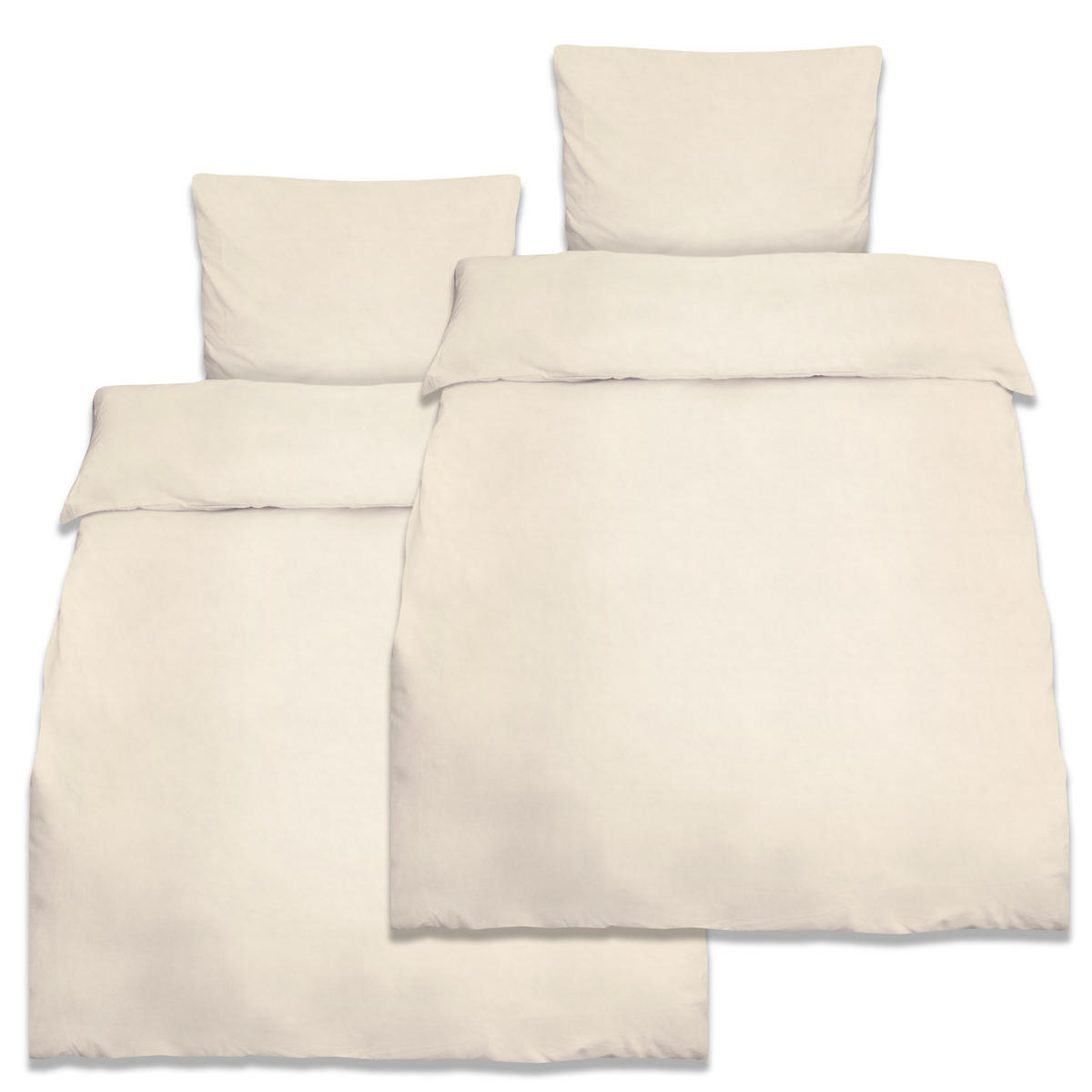 BETTWÄSCHE Julie 135/200 cm + Kissenbezug 80/80 cm Creme Renforcé 2er Set - Ecru, Textil (135/200cm)