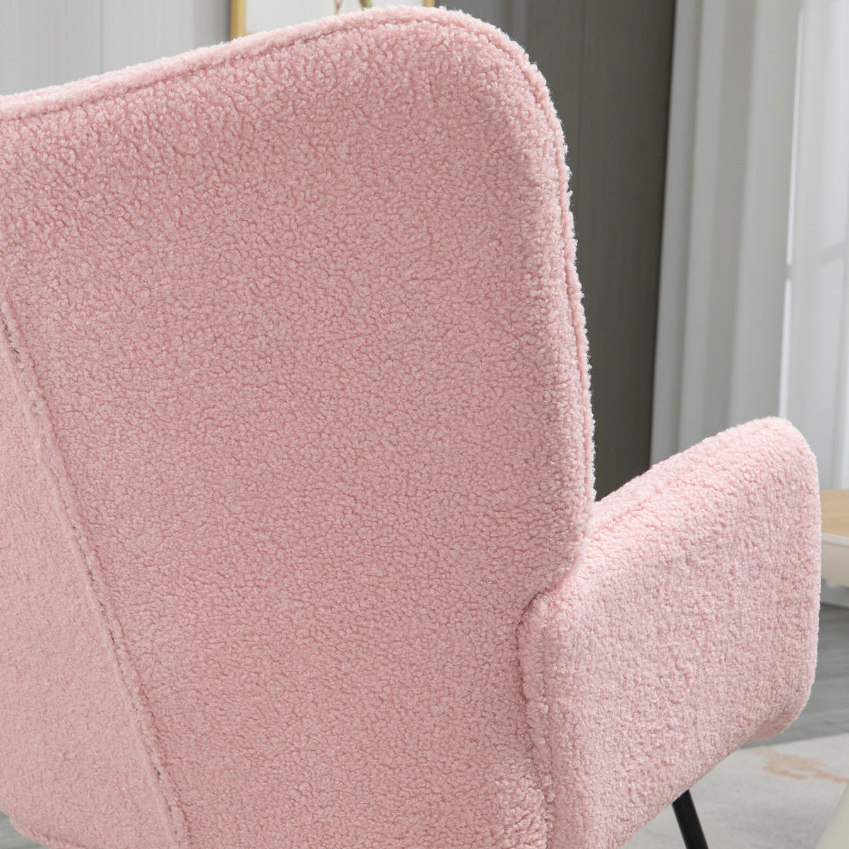 SCHAUKELSTUHL Sessel Relaxsessel bis 120 kg, Polyester, Rosa 98x71x101cm - Rosa/Naturfarben, Buchenholz/Textil (98/101/71cm) - HOMCOM