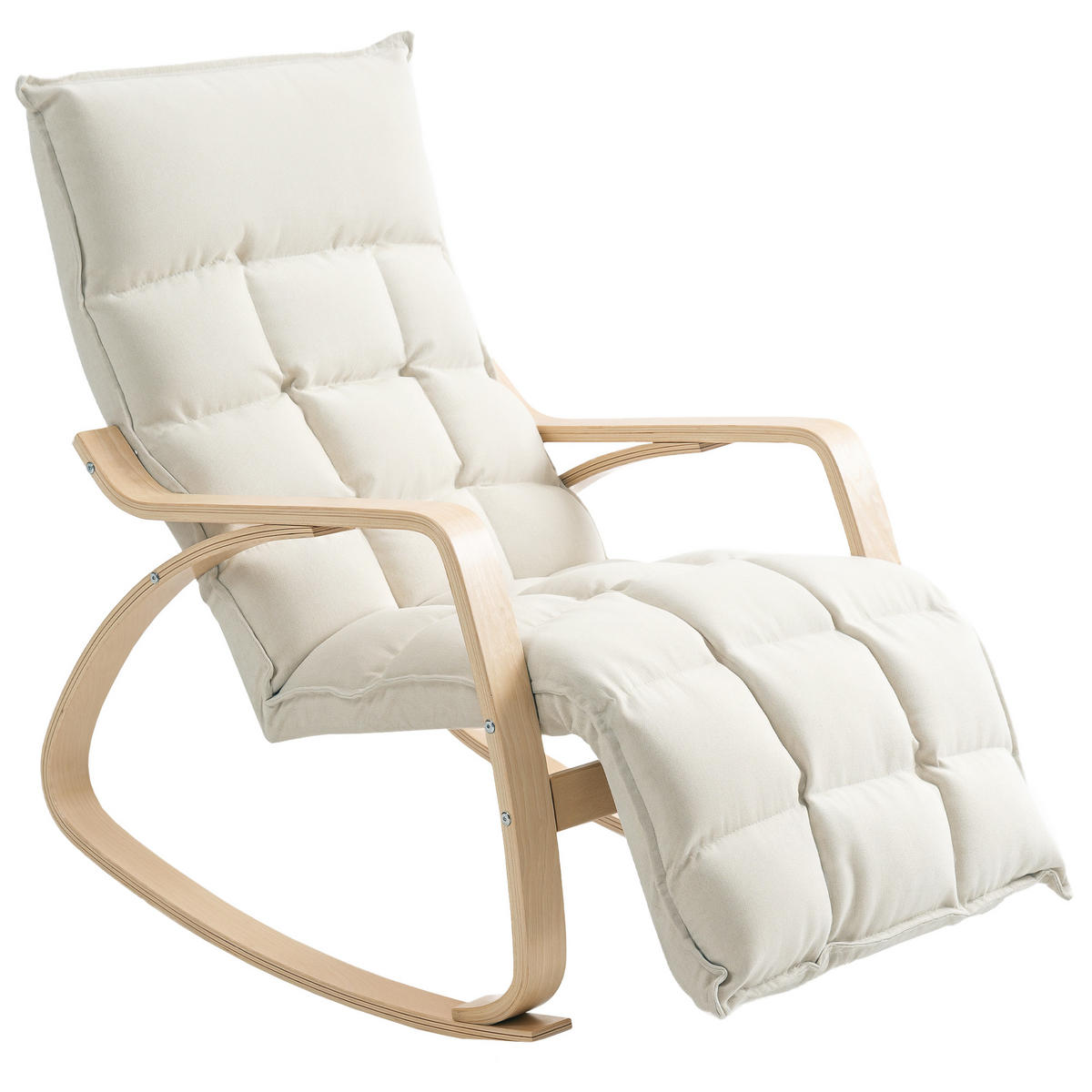 SCHAUKELSTUHL DE-07583 mit verstellbarem Fußteil und Stahlrahmen Cremeweiß - Creme, Textil (67/92/106cm) - ComfortXL